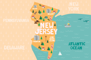 Illustrated Map Of New Jersey Sticker