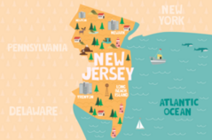 Illustrated Map Of New Jersey Sticker