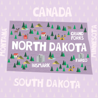 Illustrated Map Of North Dakota Sticker
