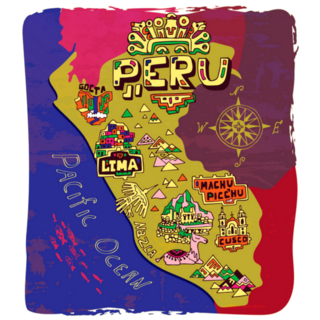 Illustrated Map Of Peru Travel Sticker