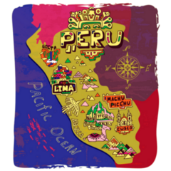 Illustrated Map Of Peru Travel Sticker