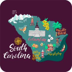 Illustrated Map Of South Carolina Sticker
