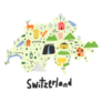 Illustrated Map Of Switzerland Sticker