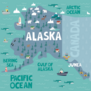 Illustrated Map Of The State Of Alaska Sticker