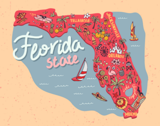 Illustrated Map Of The State Of Florida Sticker