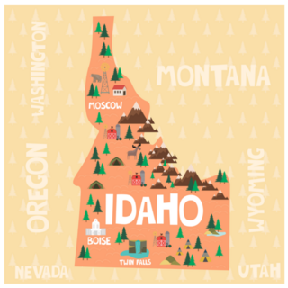 Illustrated Map Of The State Of Idaho Sticker