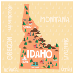 Illustrated Map Of The State Of Idaho Sticker