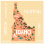 Illustrated Map Of The State Of Idaho Sticker