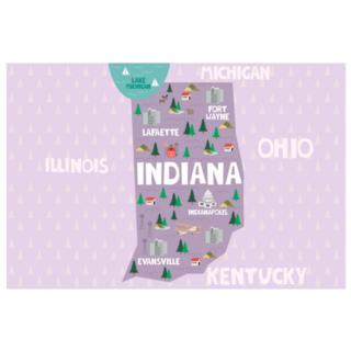 Illustrated Map Of The State Of Indiana Landmarks Sticker