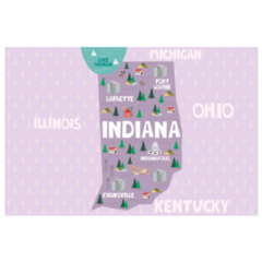 Illustrated Map Of The State Of Indiana Landmarks Sticker