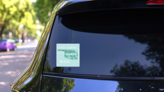Illustrated Map Of The State Of Oklahoma Sticker on a Rear Car Window (New) example