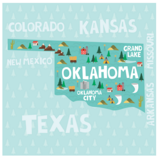 Illustrated Map Of The State Of Oklahoma Sticker