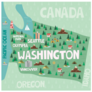 Illustrated Map Of The State Of Washington In United States Sticker