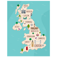 Illustrated Map Of United Kingdom Sticker