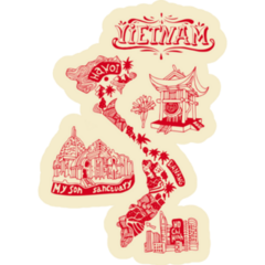 Illustrated Map Of Vietnam Landmarks Sticker