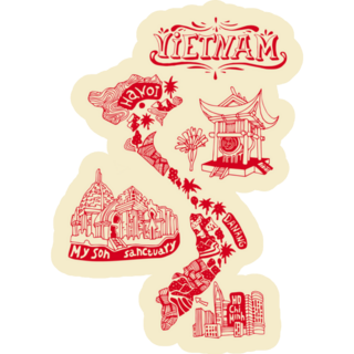 Illustrated Map Of Vietnam Landmarks Sticker