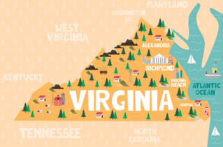 Illustrated Map Of Virginia Sticker