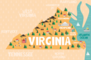 Illustrated Map Of Virginia Sticker