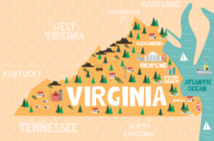 Illustrated Map Of Virginia Sticker