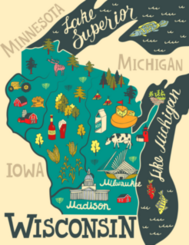Illustrated Map Of Wisconsin Sticker