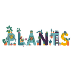 Illustrated Typography with Indoor Potted Plants Sticker