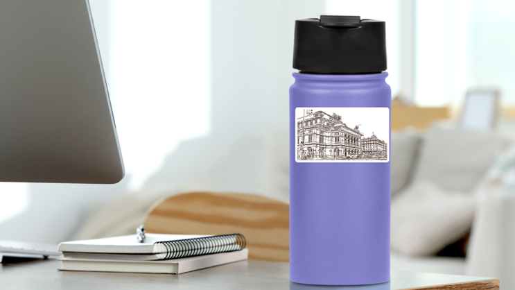 Illustrated View Of Vienna Austria’s Capital Sticker on a Water Bottle (New) example