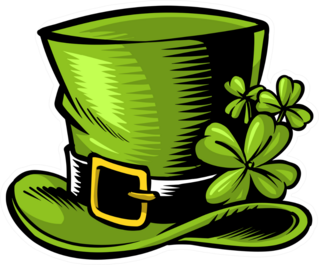 Illustrated Woodcut Leprechaun Hat Sticker