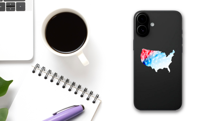 Illustration Abstract American Flag For Independence Day  on a Phone (New) example