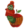 Illustration Caterpillar In Knitted Apple Sticker