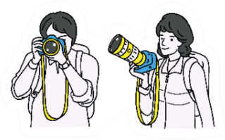 Illustration Character Male And Female Photographers Sticker