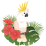 Illustration - Cockatoo, Hibiscus Flowers Sticker