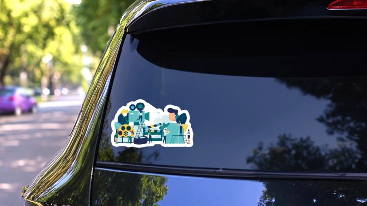 Illustration Concept Of Cinematography Photography Sticker on a Rear Car Window (New) example
