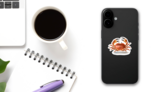 Illustration Crab In Realistic Style Sticker on a Phone (New) example