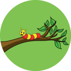 Illustration Cute Caterpillar In Tree Sticker