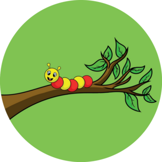 Illustration Cute Caterpillar In Tree Sticker