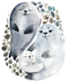 Illustration Cute Fur Seals In A Watercolor Style Sticker