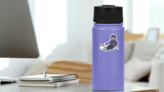 Illustration Featuring A Sledge Hockey Player Sticker on a Water Bottle (New) example