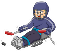 Illustration Featuring A Sledge Hockey Player Sticker