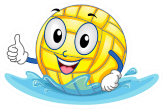 Illustration Featuring A Water Polo Ball Giving A Thumbs Up Sticker