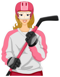Illustration Female Player Holding An Ice Hockey Stick Sticker