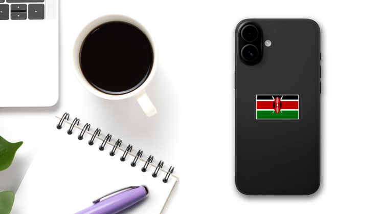 Illustration Flag Of Kenya Sticker on a Phone (New) example