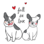 Illustration French Bulldog Fall In Love Sticker