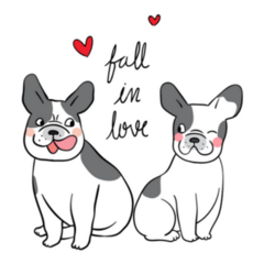 Illustration French Bulldog Fall In Love Sticker