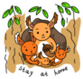 Illustration Friendly Squirrel Family Sitting In A Hollow Sticker