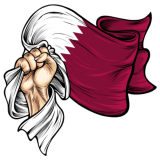 Illustration Hand Waving Qatar Flag Sticker