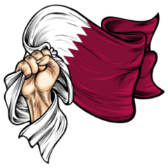Illustration Hand Waving Qatar Flag Sticker