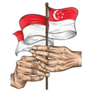 Illustration Hands With Singapore Flags Sticker