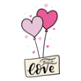 Illustration Heart Balloons With Love Sticker