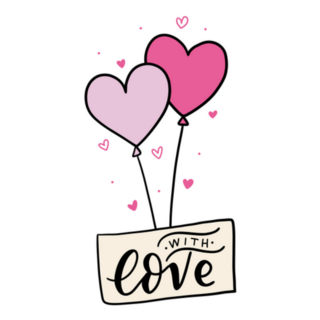 Illustration Heart Balloons With Love Sticker