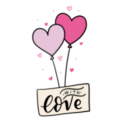 Illustration Heart Balloons With Love Sticker